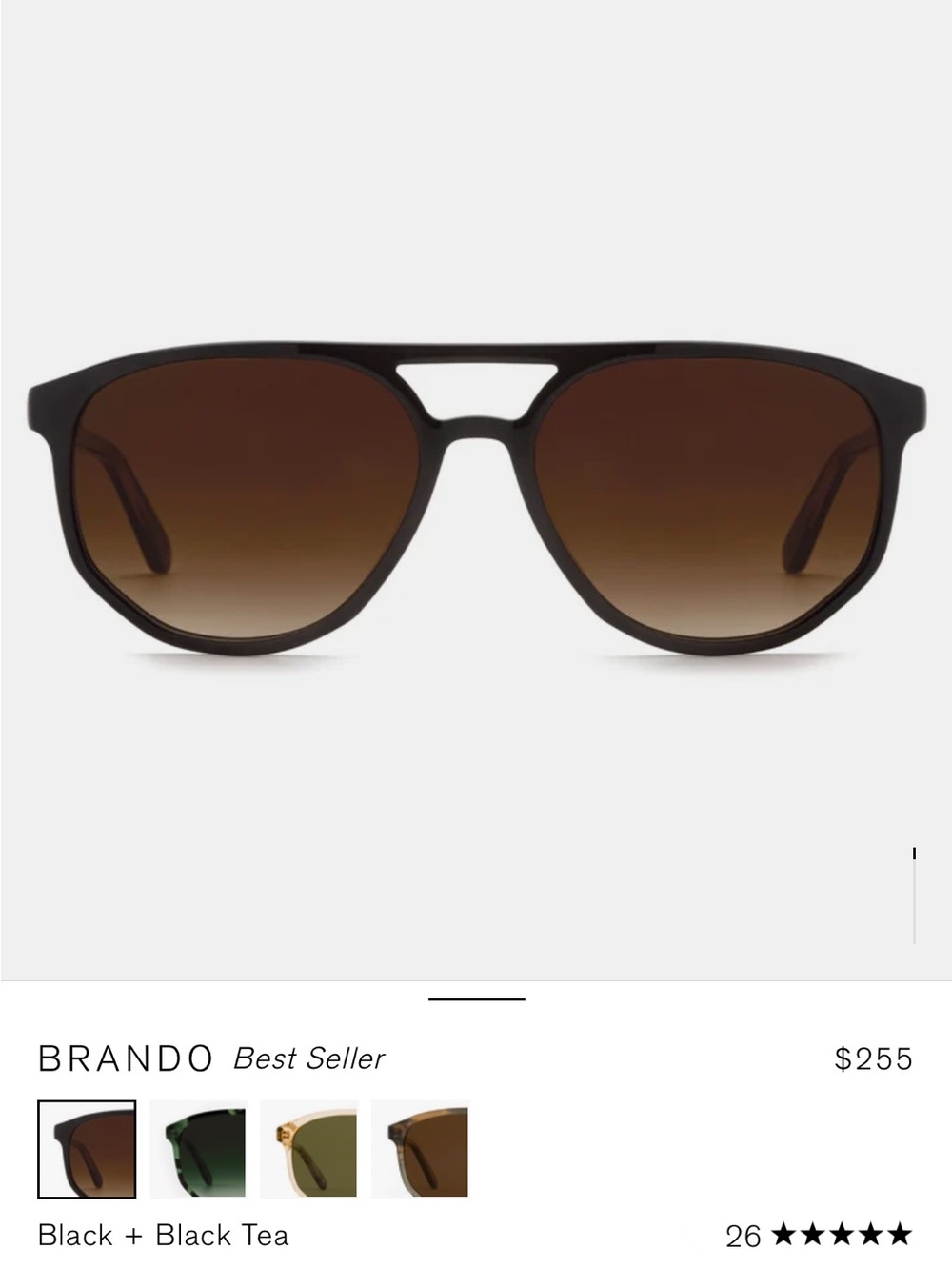 KREWE Brando Sunglasses in Black with Brown Gradient Lenses